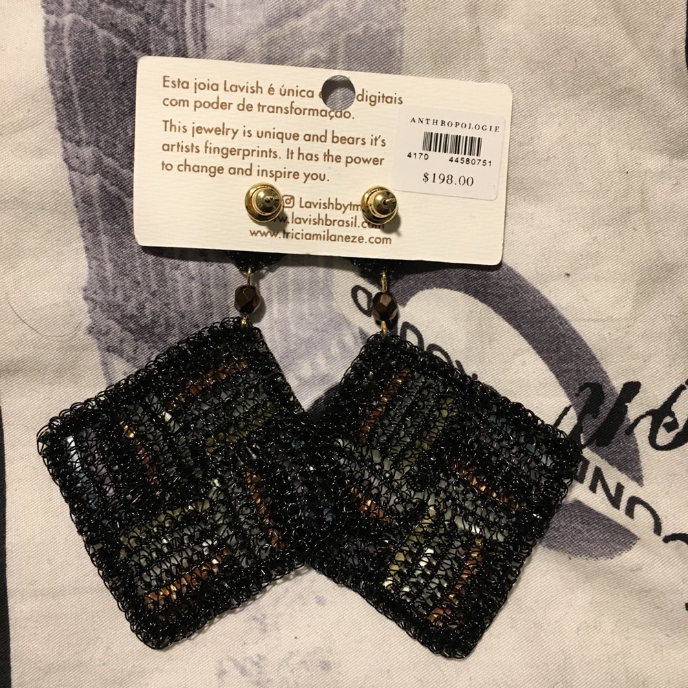 NWT Anthro/Lavish Brazil  Beaded Drop Earrings - Picture 6 of 8